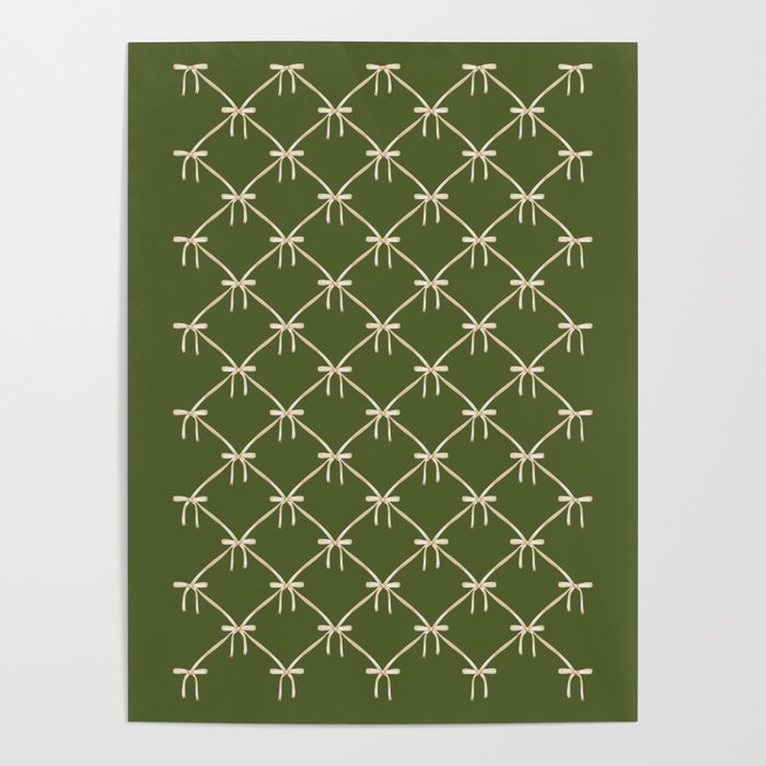 Bows & Ribbons Pattern XXII Dark Olive Green Poster Gallery Image 1