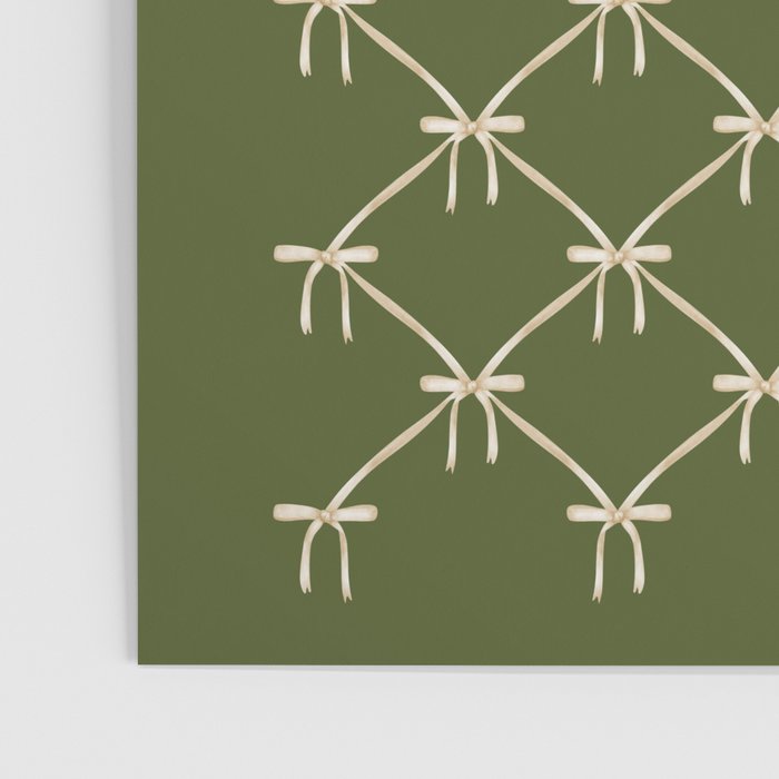 Bows & Ribbons Pattern XXII Dark Olive Green Poster Gallery Image 3
