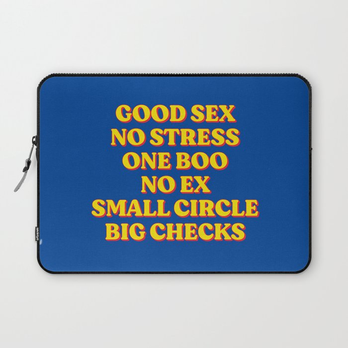Good Sex, No Stress, One Boo, No Ex, Small Circle, Big Checks Laptop Sleeve Gallery Image 1