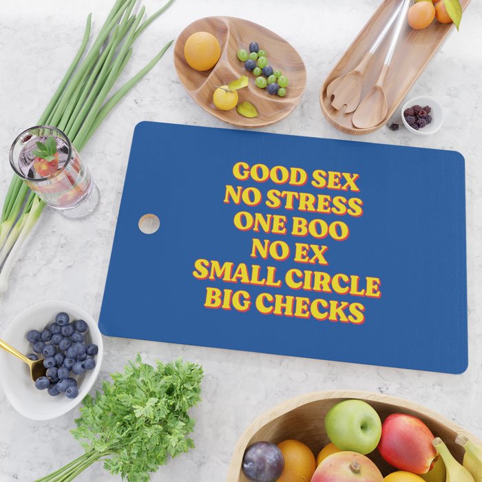 Good Sex, No Stress, One Boo, No Ex, Small Circle, Big Checks Cutting Board Gallery Image 2