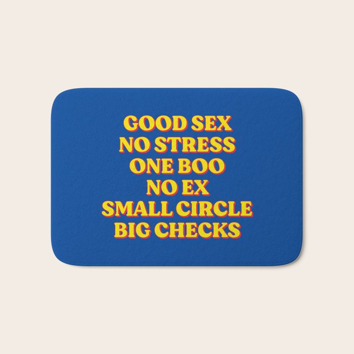 Good Sex, No Stress, One Boo, No Ex, Small Circle, Big Checks Bath Mat Gallery Image 1