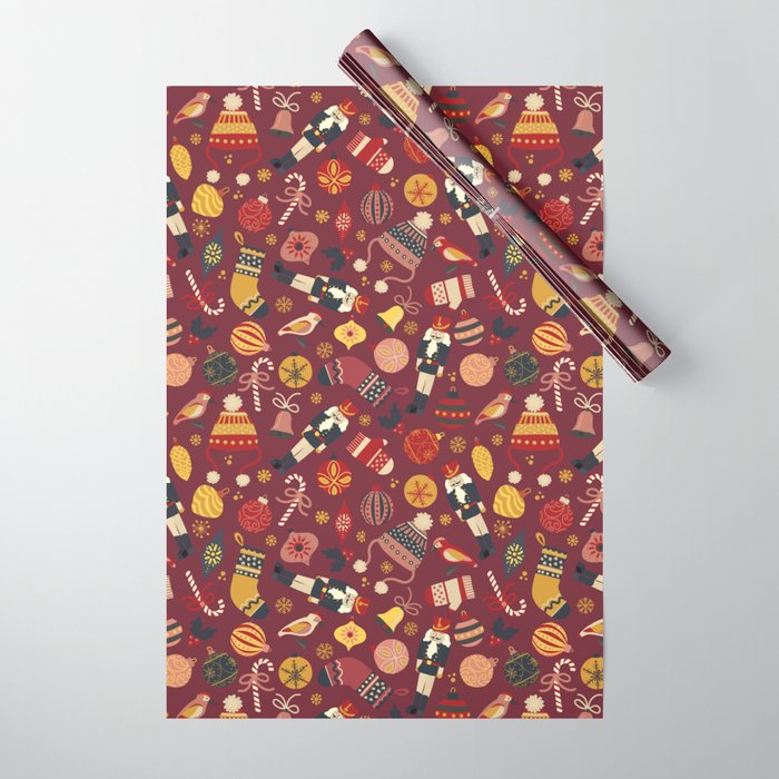 Retro Christmas Ornaments Wrapping Paper Gallery Image 1