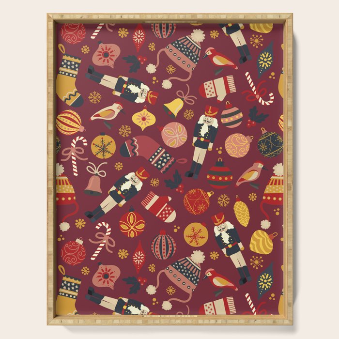 Retro Christmas Ornaments Serving Tray Gallery Image 1
