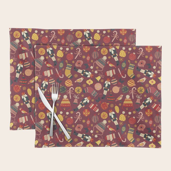 Retro Christmas Ornaments Placemat Gallery Image 1
