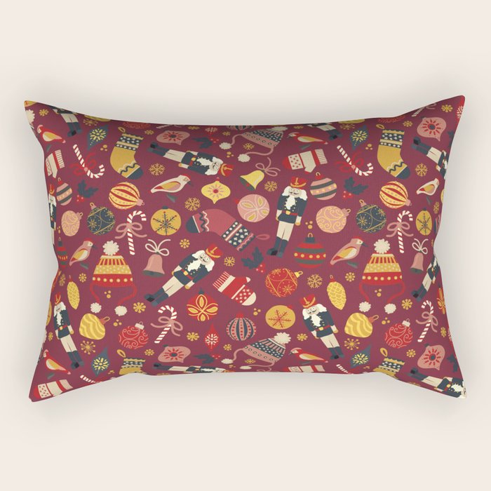 Retro Christmas Ornaments Rectangular Pillow Gallery Image 2