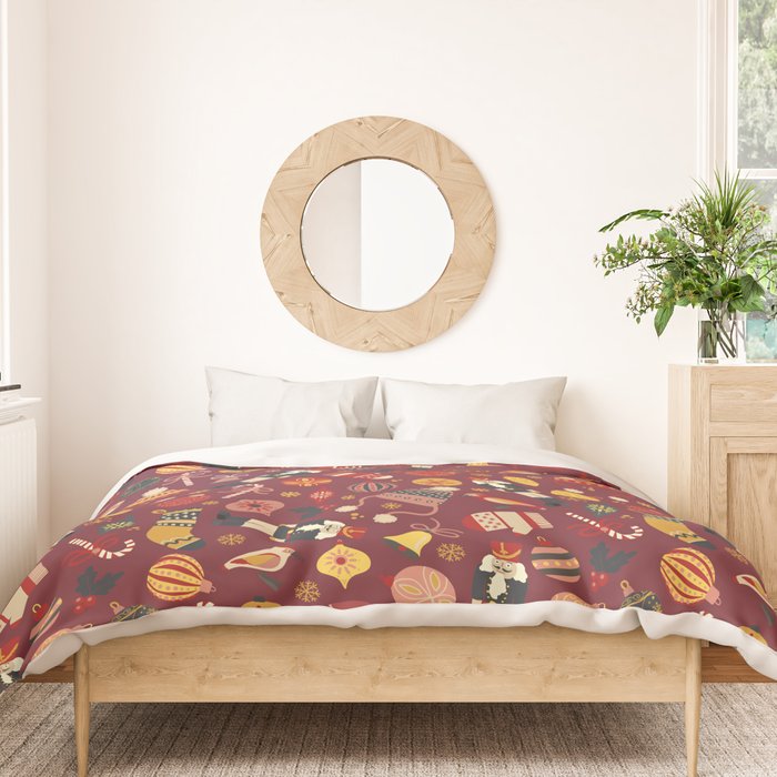 Retro Christmas Ornaments Duvet Cover Gallery Image 3