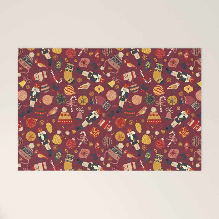 Retro Christmas Ornaments Welcome Mat Gallery Image 1