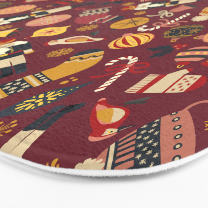 Retro Christmas Ornaments Bath Mat Gallery Image 3