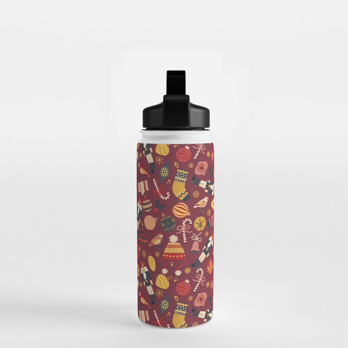 Retro Christmas Ornaments Water Bottle Gallery Image 2