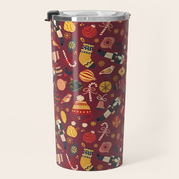 Retro Christmas Ornaments Travel Mug Gallery Image 3