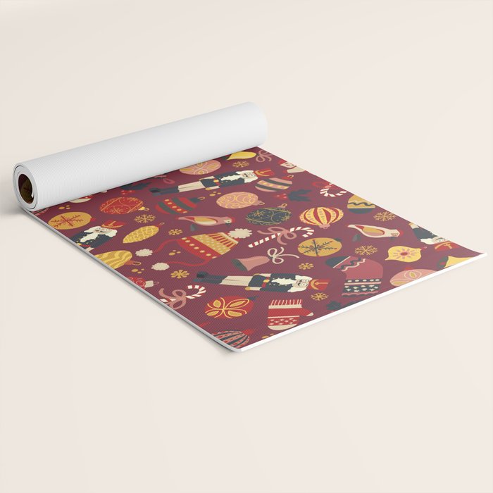Retro Christmas Ornaments Yoga Mat Gallery Image 2