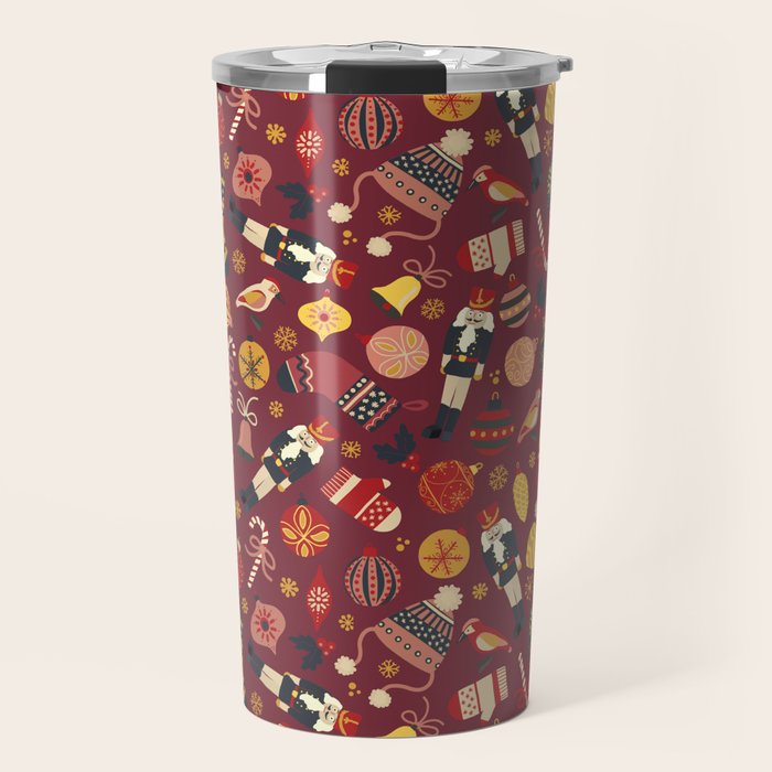 Retro Christmas Ornaments Travel Mug Gallery Image 1