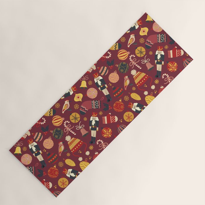 Retro Christmas Ornaments Yoga Mat Gallery Image 1