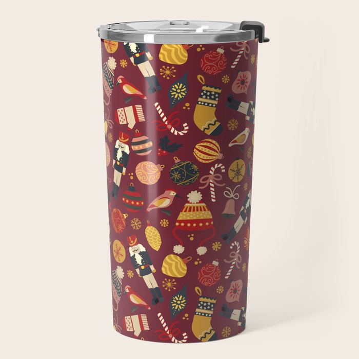 Retro Christmas Ornaments Travel Mug Gallery Image 2