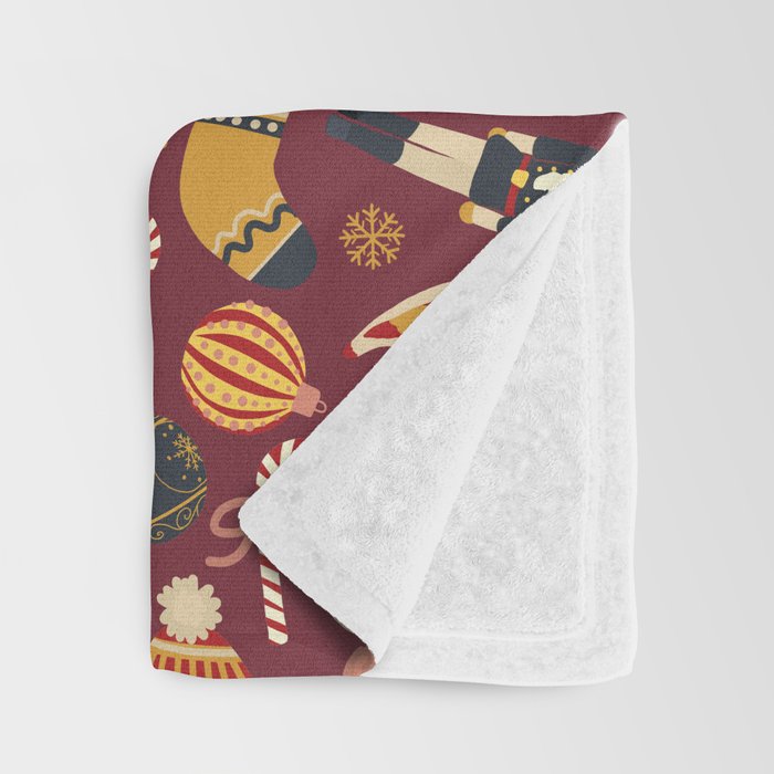 Retro Christmas Ornaments Throw Blanket Gallery Image 3