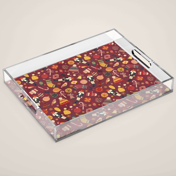 Retro Christmas Ornaments Acrylic Tray Gallery Image 1