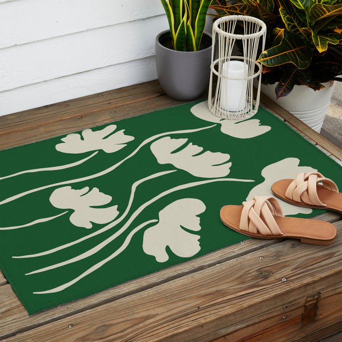 The magical Green floral Outdoor Rug Gallery Image 2
