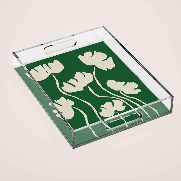 The magical Green floral Acrylic Tray Gallery Image 1