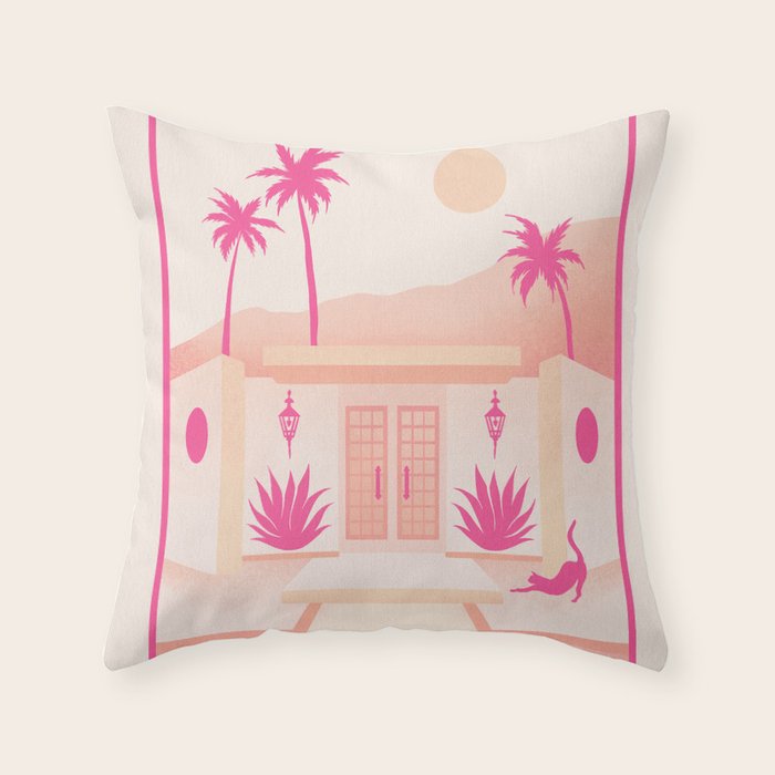 Palm Springs Home - Pink OmbrÃ© Throw Pillow Gallery Image 6