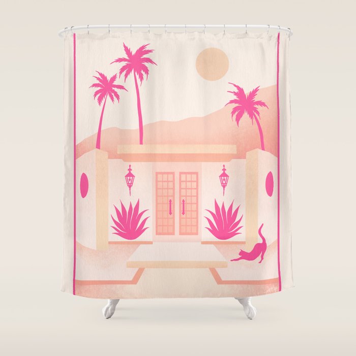 Palm Springs Home - Pink OmbrÃ© Shower Curtain Gallery Image 1
