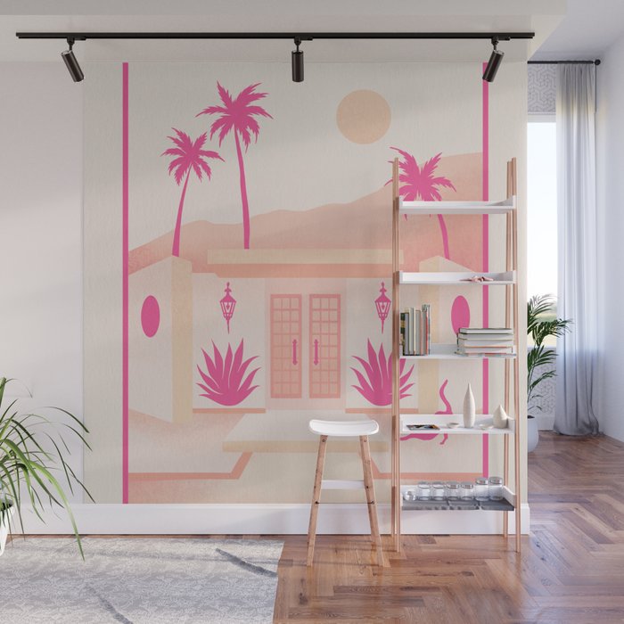 Palm Springs Home - Pink OmbrÃ© Wall Mural Gallery Image 1