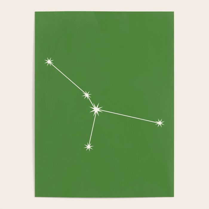 Cancer Zodiac Star Constellation Line Art Kelly Green Poster Gallery Image 4