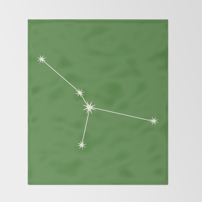 Cancer Zodiac Star Constellation Line Art Kelly Green Throw Blanket Gallery Image 2