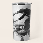 Motorcycle Jumper, Vintage Black and White Old Photo Travel Mug Gallery Image 1