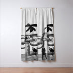 Motorcycle Jumper, Vintage Black and White Old Photo Window Curtain Gallery Image 3