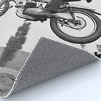 Motorcycle Jumper, Vintage Black and White Old Photo Rug Gallery Image 4