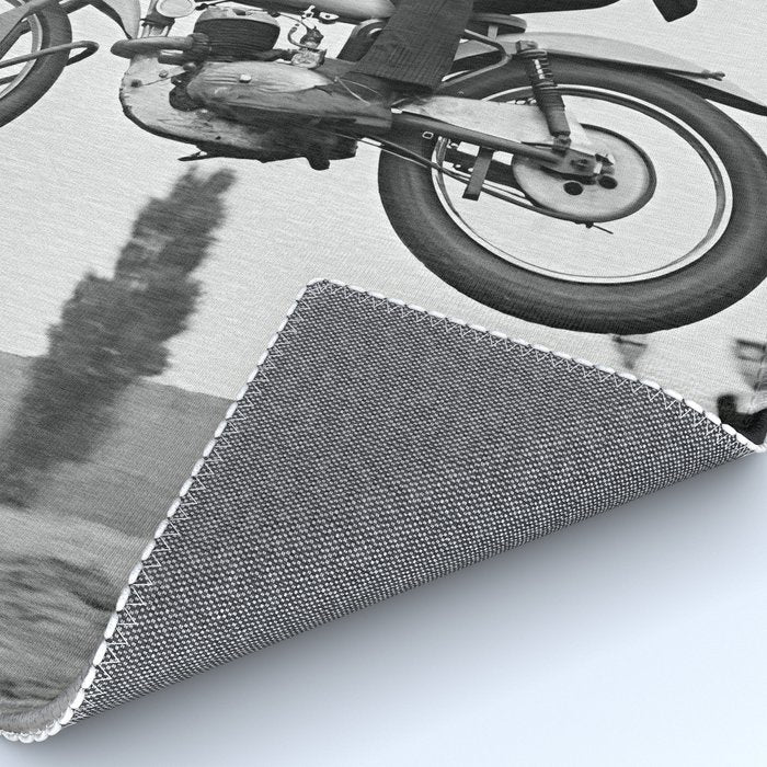 Motorcycle Jumper, Vintage Black and White Old Photo Rug Gallery Image 4
