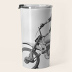 Motorcycle Jumper, Vintage Black and White Old Photo Travel Mug Gallery Image 3