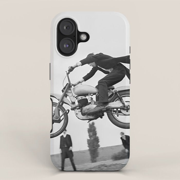Motorcycle Jumper, Vintage Black and White Old Photo iPhone Case Gallery Image 1