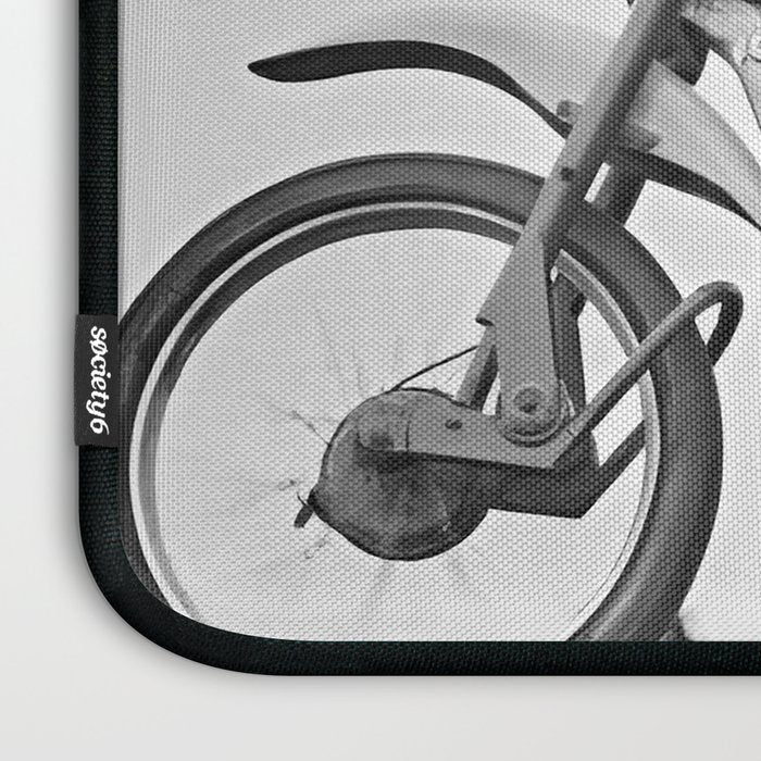 Motorcycle Jumper, Vintage Black and White Old Photo Laptop Sleeve Gallery Image 3