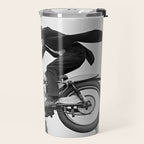 Motorcycle Jumper, Vintage Black and White Old Photo Travel Mug Gallery Image 2