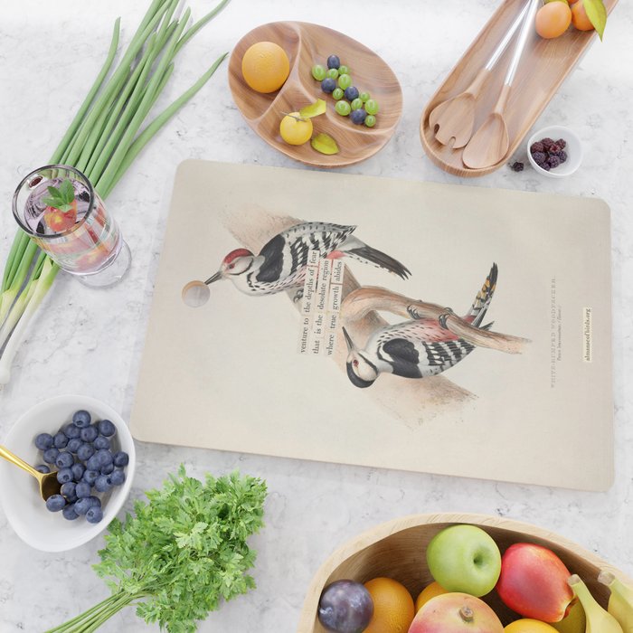 White-rumped Woodpecker Divination from # An Almanac of Birds # Divinations for Uncertain Days Cutting Board Gallery Image 2
