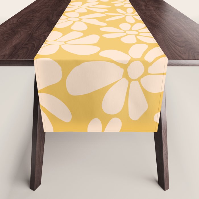 Retro Floral - Earthy colors - yellow mostard Table Runner Gallery Image 1