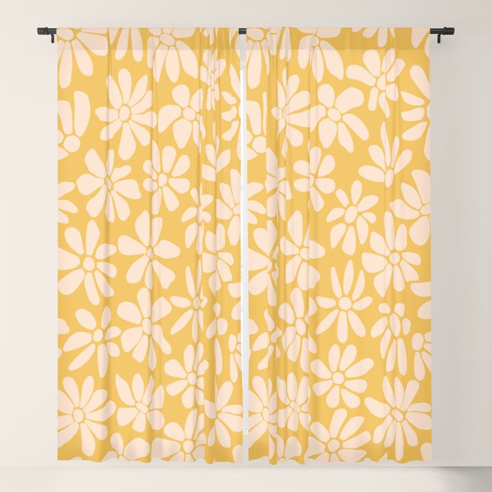 Retro Floral - Earthy colors - yellow mostard Window Curtain Gallery Image 5