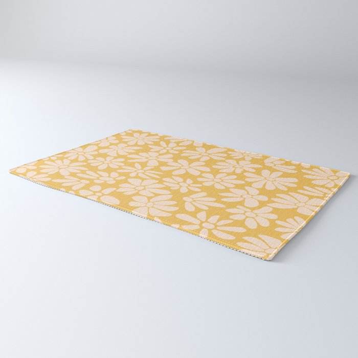 Retro Floral - Earthy colors - yellow mostard Rug Gallery Image 3