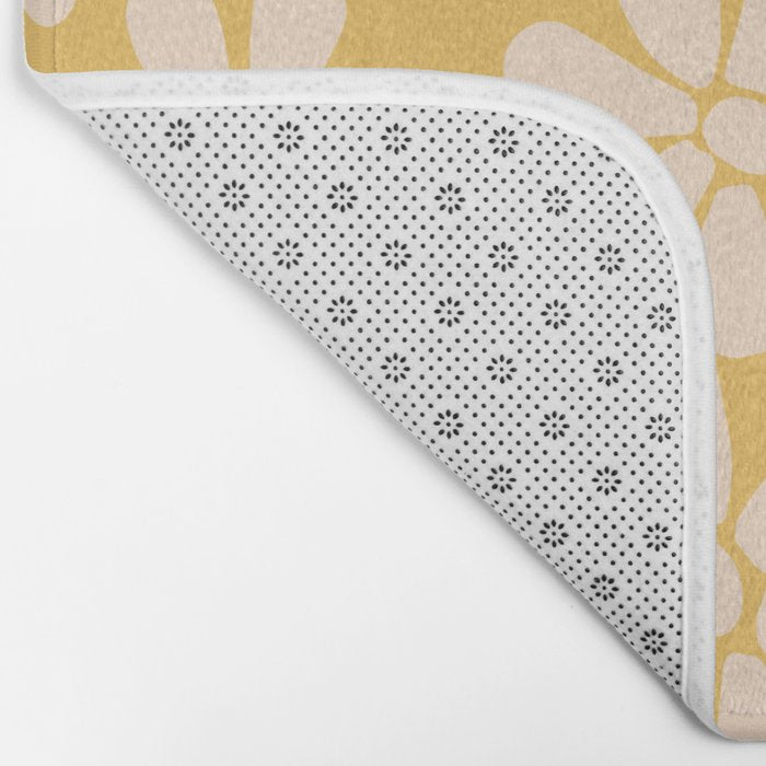 Retro Floral - Earthy colors - yellow mostard Bath Mat Gallery Image 2