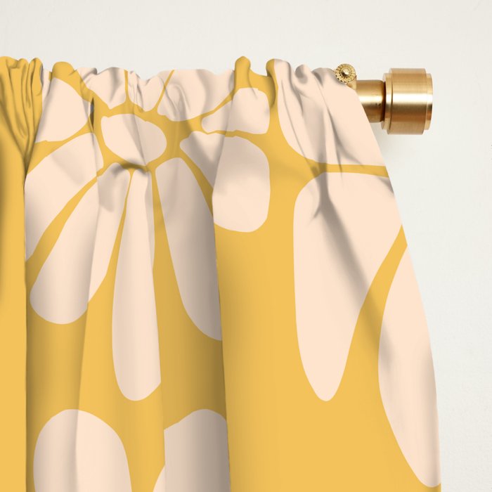 Retro Floral - Earthy colors - yellow mostard Window Curtain Gallery Image 2