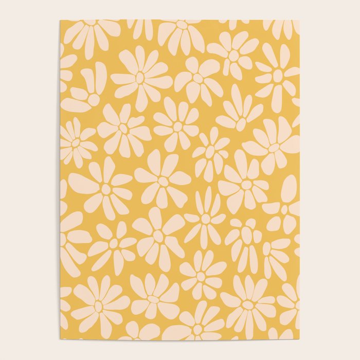 Retro Floral - Earthy colors - yellow mostard Poster Gallery Image 4