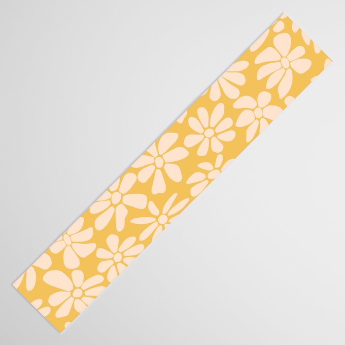 Retro Floral - Earthy colors - yellow mostard Table Runner Gallery Image 3