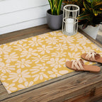 Retro Floral - Earthy colors - yellow mostard Outdoor Rug Gallery Image 2