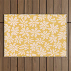Retro Floral - Earthy colors - yellow mostard Outdoor Rug Gallery Image 1