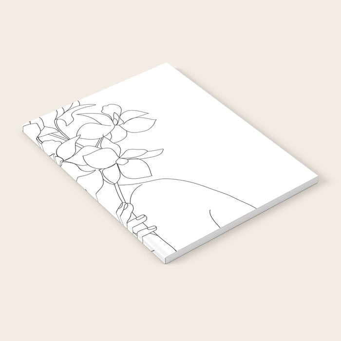 Minimal Line Art Woman with Orchids Notebook Gallery Image 2