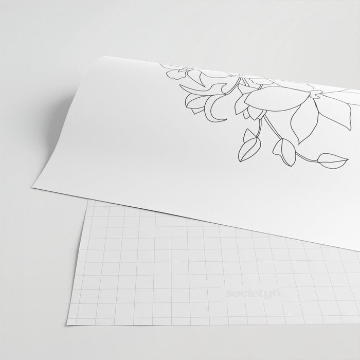 Minimal Line Art Woman with Orchids Wrapping Paper Gallery Image 2
