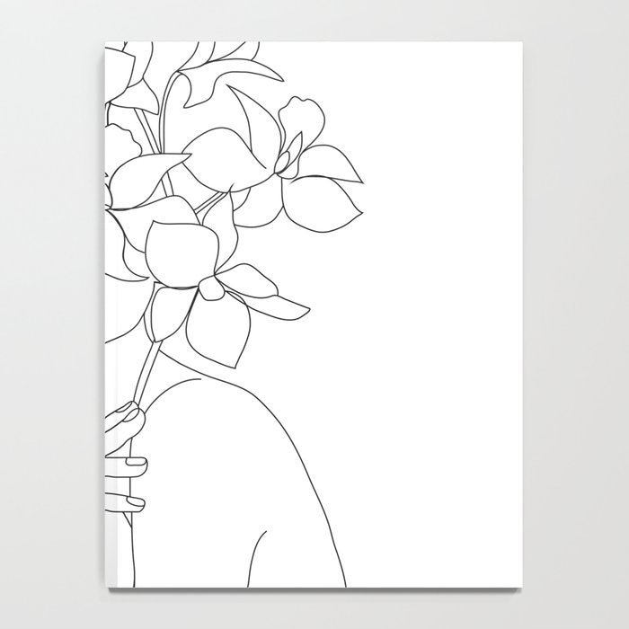 Minimal Line Art Woman with Orchids Notebook Gallery Image 4