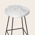 Minimal Line Art Woman with Orchids Stool Gallery Image 2