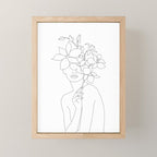 Minimal Line Art Woman with Orchids Mini Art Print Gallery Image 1